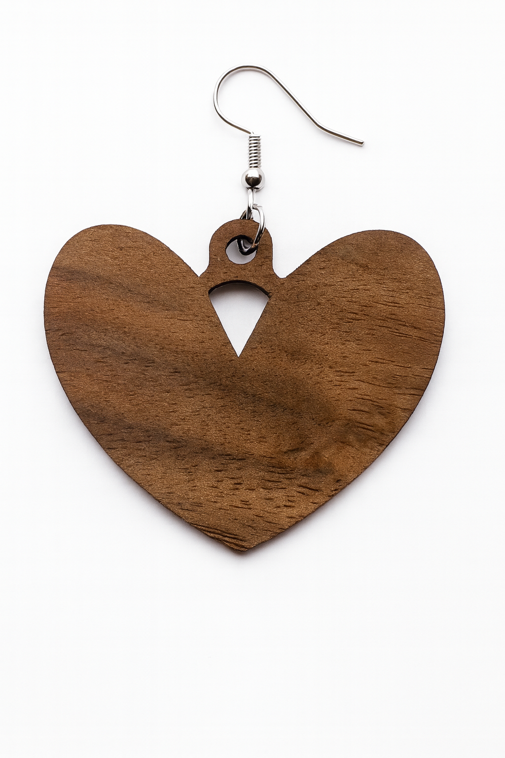 ❤️‍🔥 Boucle d’oreille Cœur en Noyer
