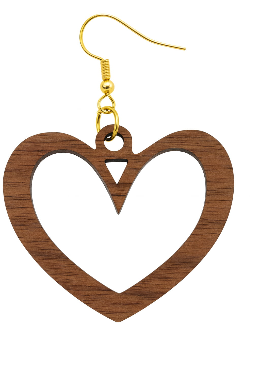 💖 Boucle d’Oreille Cœur en Noyer