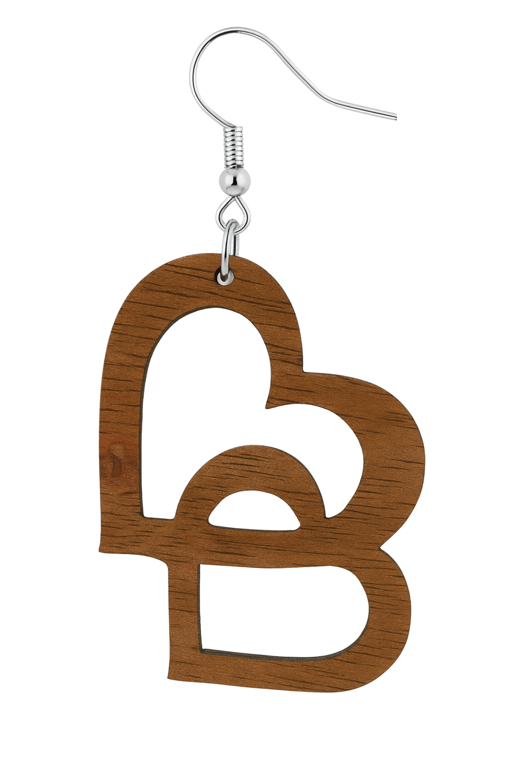 🍂 Boucles d’oreilles “Double Cœur Bois” - Jeannette