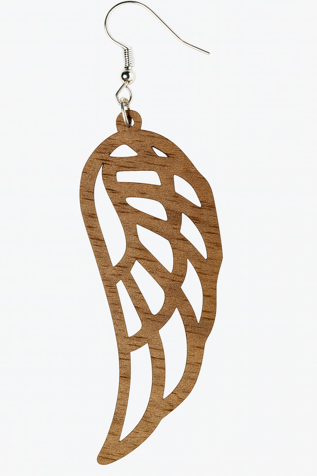 🪽✨ Boucle d’oreille “Aile de Noyer – Élégance Argentée” ✨🪽