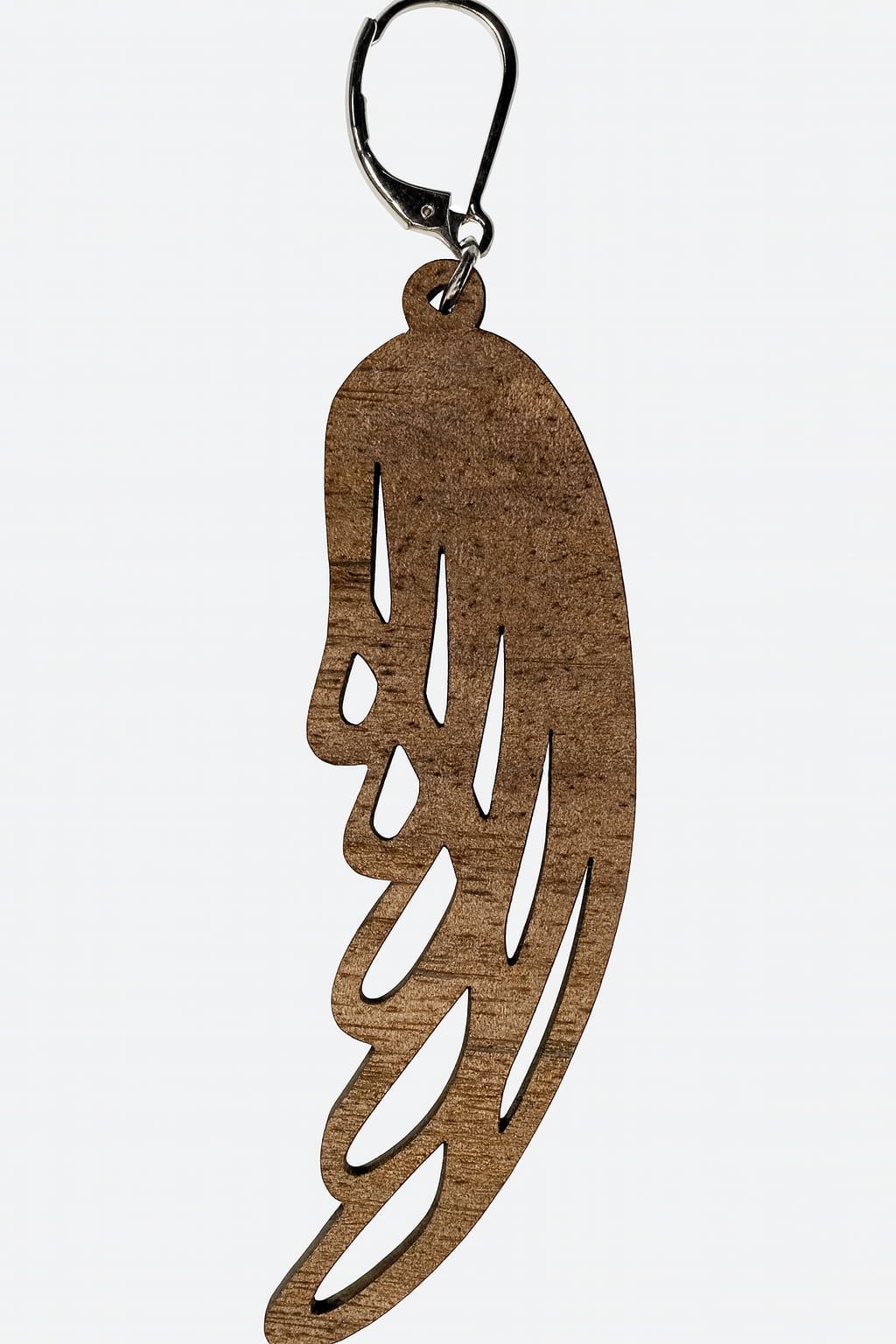 ✨ Aile d’Étreinte – Boucle d’Oreille en Noyer & Argent