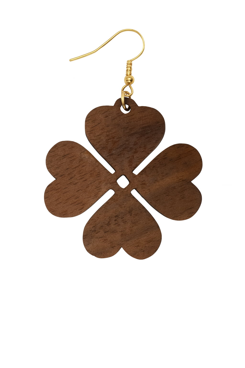 Charmante Boucle d’Oreille Trèfle – Noyer Noir & Raffinement Bohème - Maïté