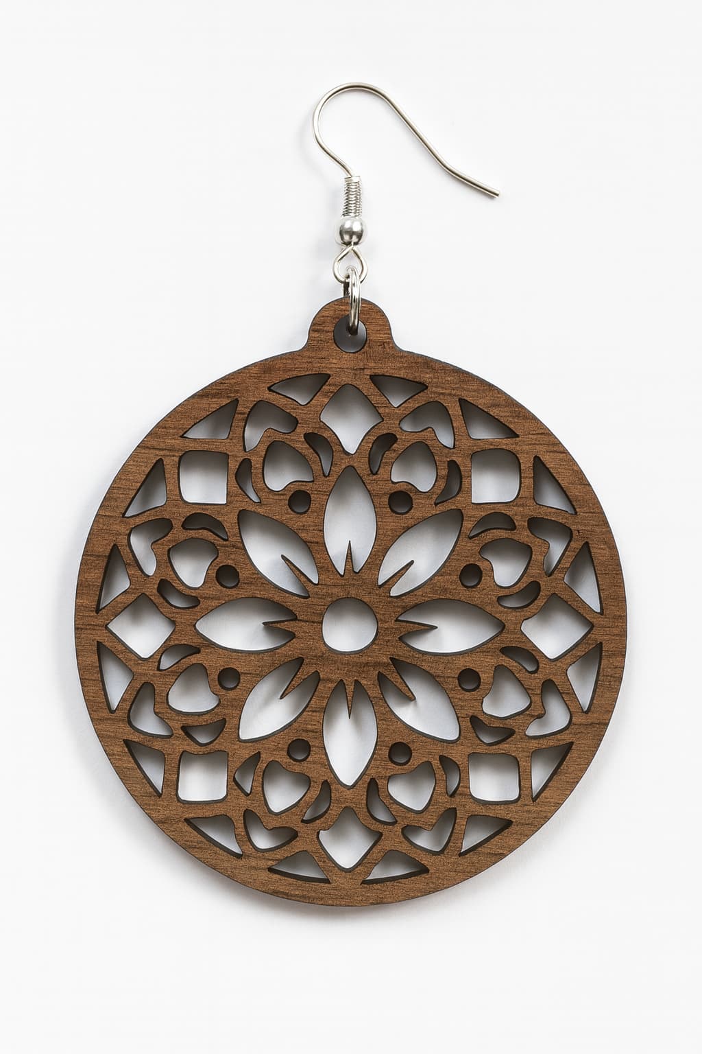 🌿✨ Boucle d’Oreille Mandala en Bois Naturel – Élégance & Légèreté - Jeanne