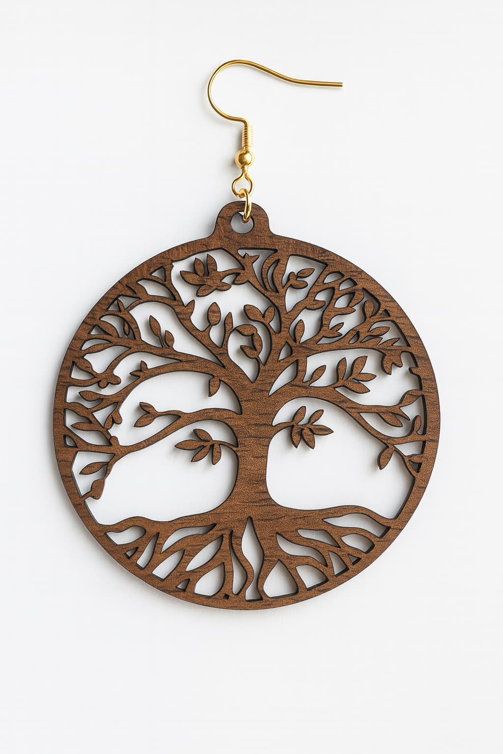 🌳✨ Boucle d’Oreille “Arbre de Vie” en Bois – Harmonie & Élégance Naturelle